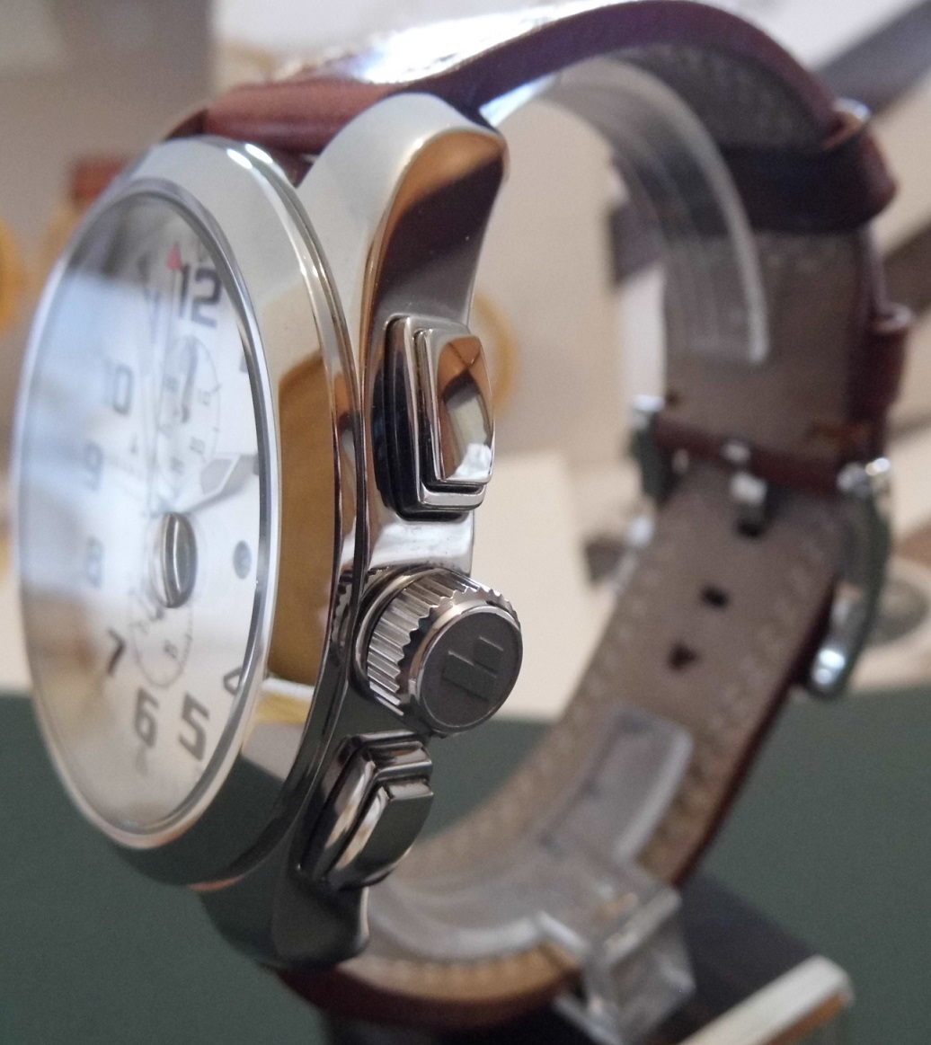 Leandri 058 Chronograph, Silver Dial, Leather Strap