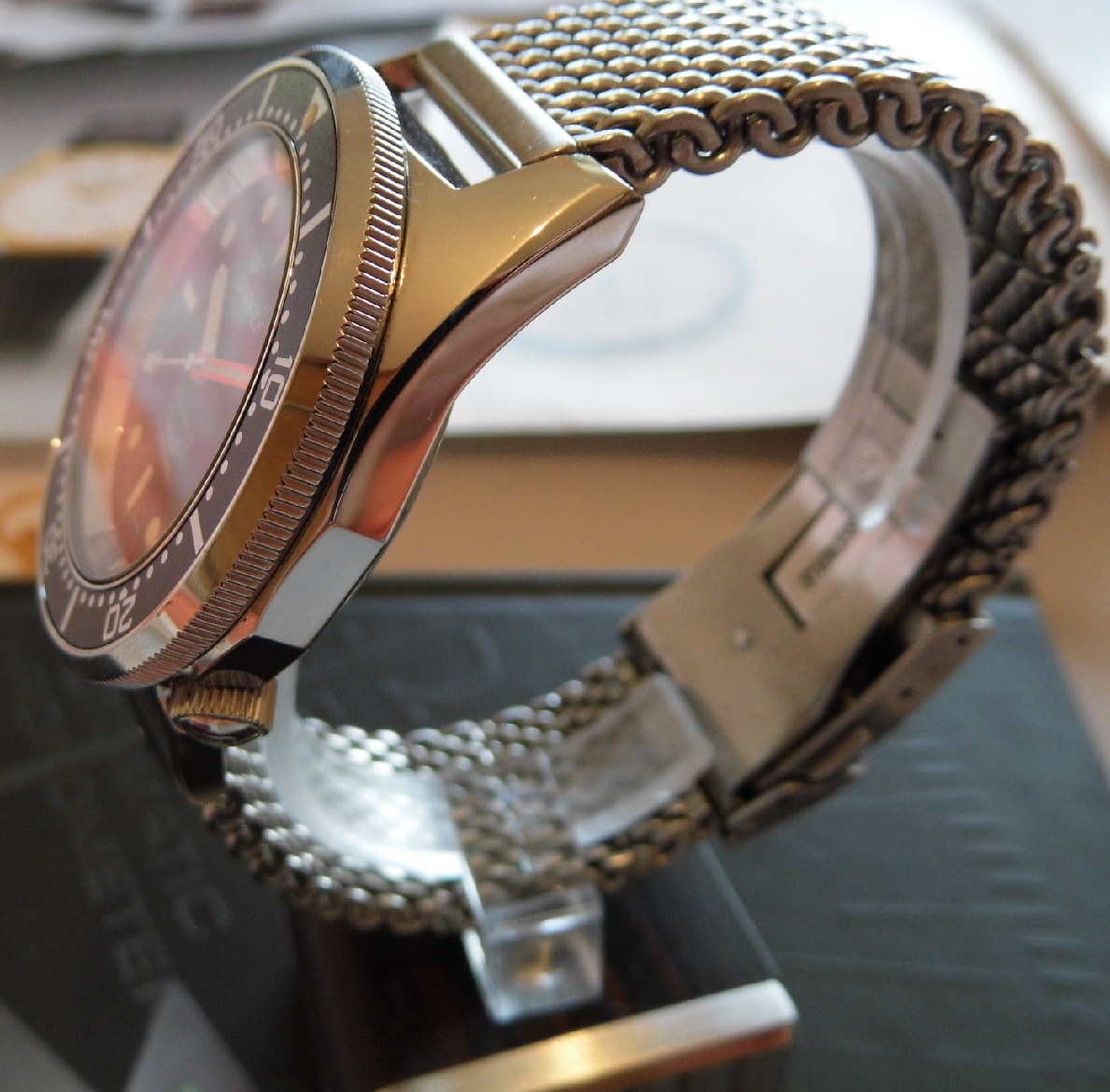 Squale 50 Atmos Professional, Black Dial, Mesh Bracelet