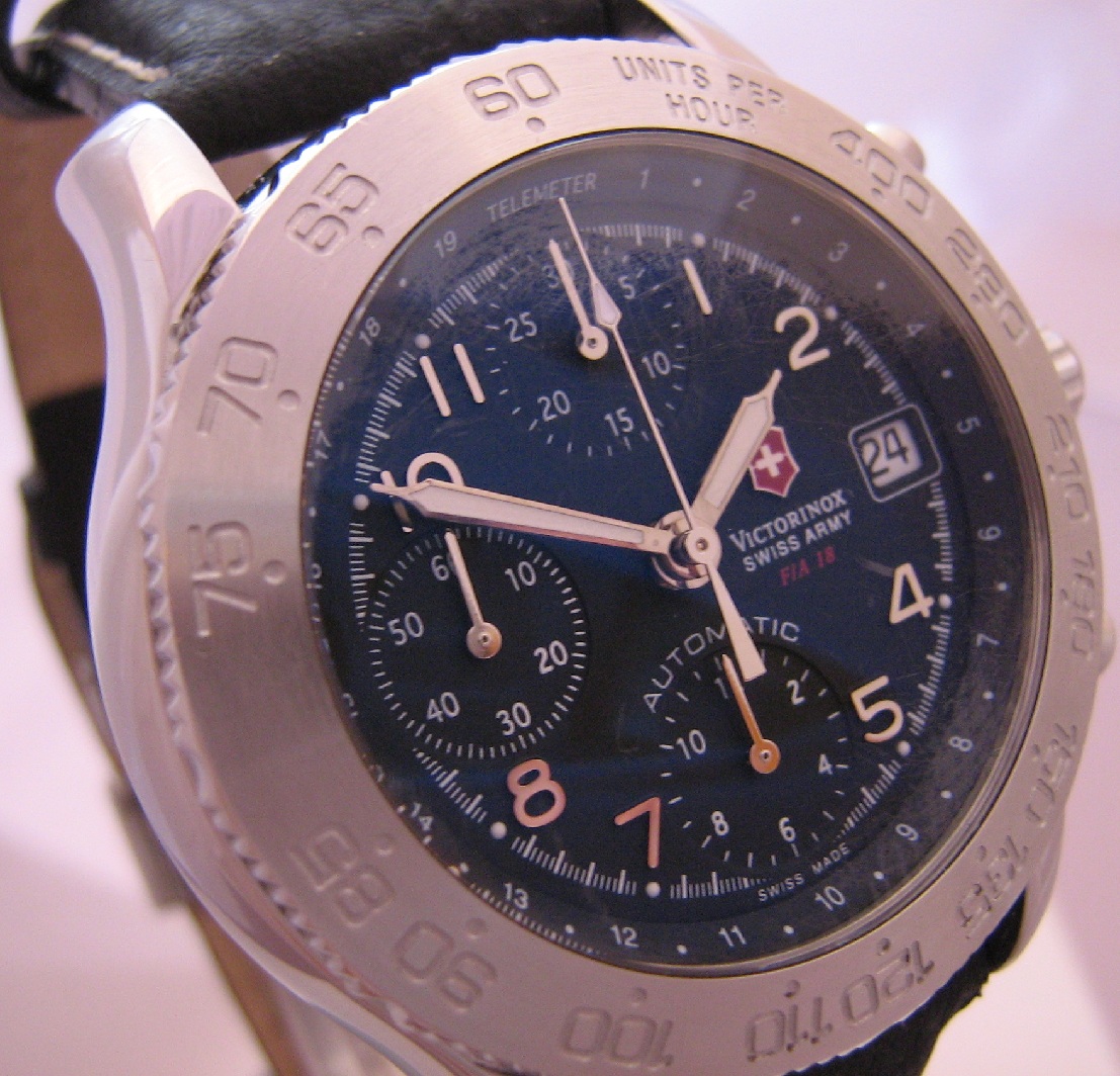 Victorinox Swiss Army FA-18 Chronograph, Black Dial, Leather Strap