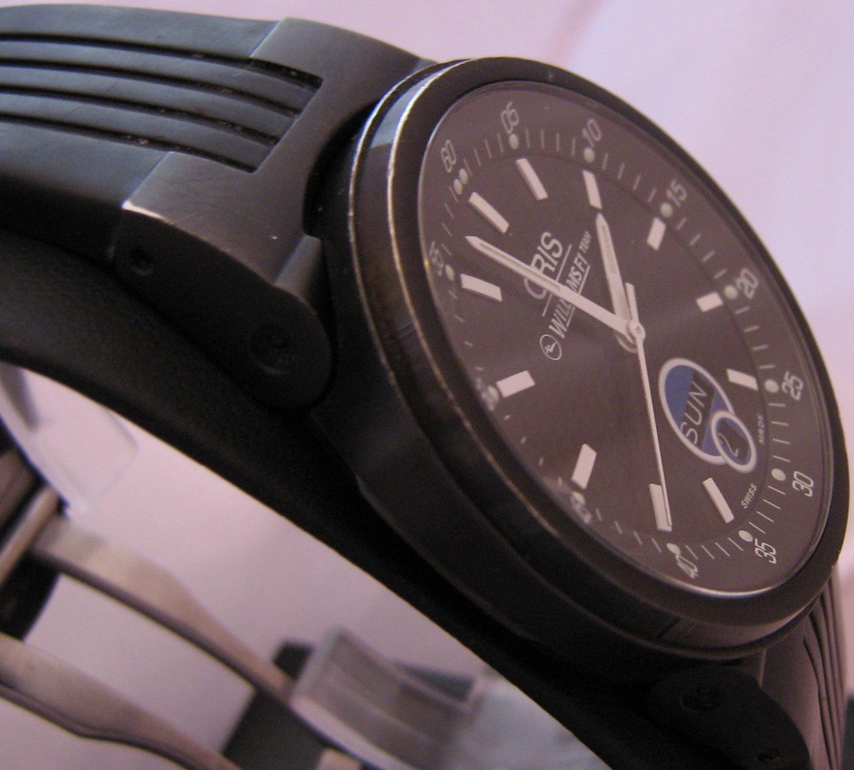 Oris Williams Team Day/Date Watch, Black Dial With Black Rubber Strap