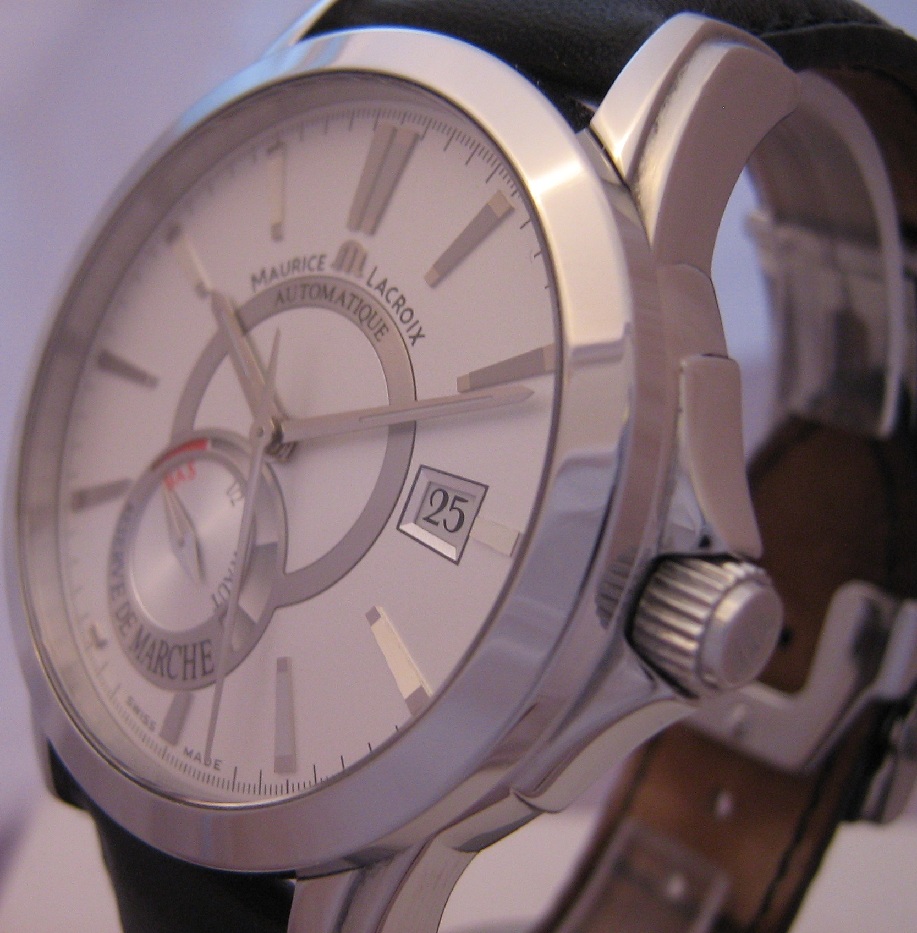 Maurice Lacroix Pontos Reserve De Marche, SIlver Dial With Leather Strap